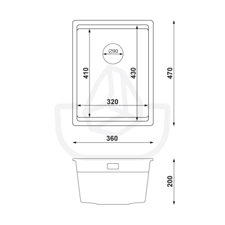 Coral 40 Low Level Thin - Chiuvetă multifuncționalăgranit  cu o singură cuvă fără scurgător