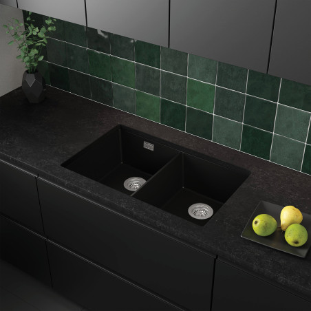 Zweibecken Granit-Unterbauspüle ohne Abtropffläche Agate 80 Clone