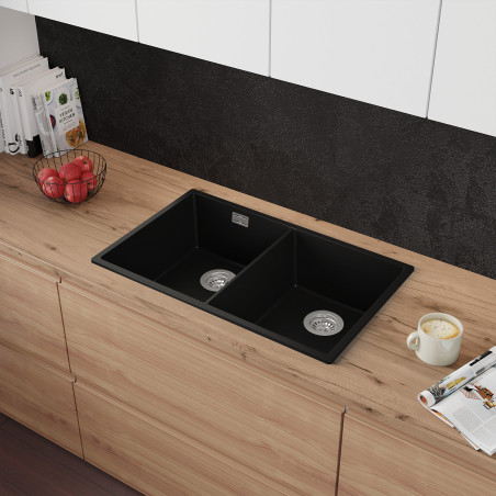 Zweibecken Granitspüle ohne Abtropffläche Agate 80 Clone Thin