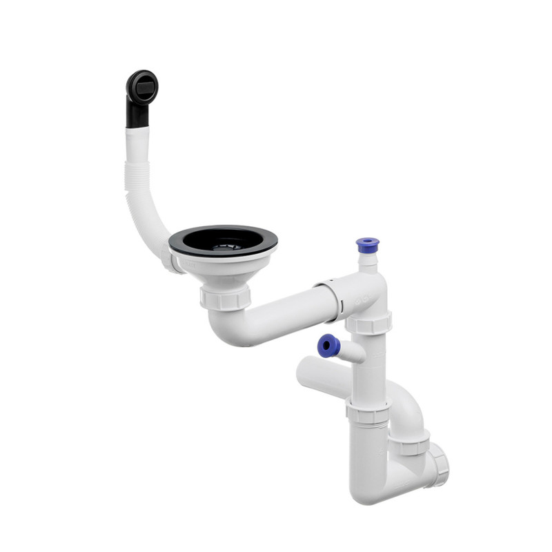 Platzsparender Einkammer-Siphon mit rundem Überlauf (Komposit, manuell)