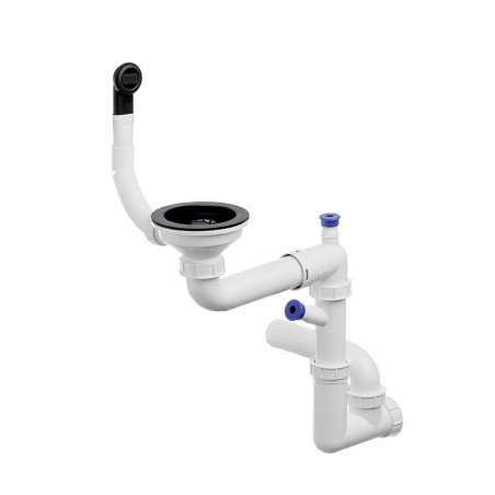 Platzsparender Einkammer-Siphon mit rundem Überlauf (Komposit, manuell)