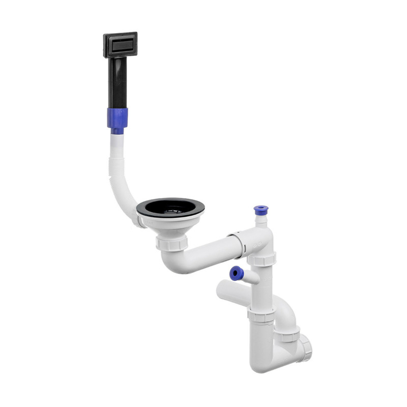 Platzsparender Einkammer-Siphon mit rechteckigem Überlauf (Komposit, manuell)