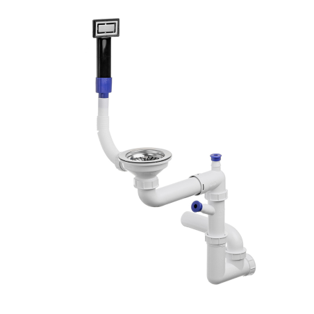 Platzsparender Einkammer-Siphon mit rechteckigem Überlauf (manuell)